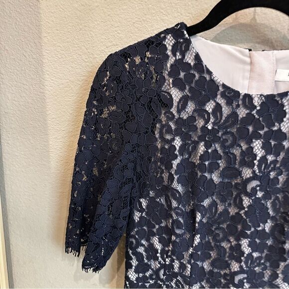 LK Bennett | 6 | Lavinie navy Floral Lace Overlay sheath Dress - Picture 5 of 7